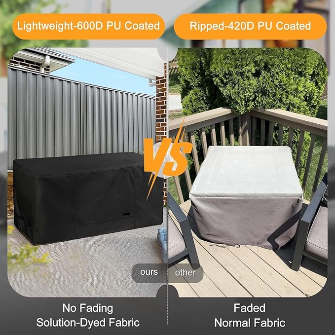 NettyPro Deck Box Cover Outdoor Waterproof Storage Bench Cover for Rectangular Deck Box, 46 x 16 x 22 inch, Black