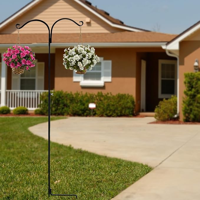 AshmanOnline Ashman Black Shepherd Hook 65 Inch Variations, 12MM Thick, Super Strong, Rust Resistant Steel Hook Ideal to use for Hanging Plant Basket, Solar Light, Bird Feeder and More. (4 Pack)