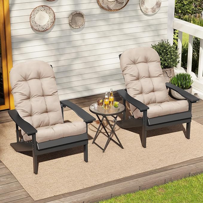 Crestlive Products Adirondack Chair Cushion, Outdoor Rocking Chair Cushion Water Resistant 50x20x4 Inch, High Back Thick Patio Replacement Cushion, Beige