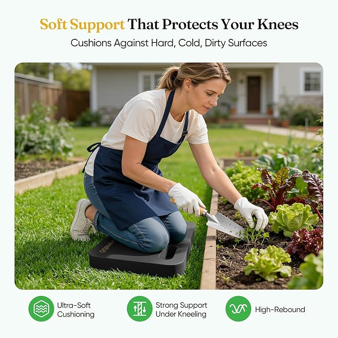 Grenebo 2-Pack 1.6" Extra Thick NBR Foam Garden Kneeling Pads, Ultra Soft Cushion Kneeling Pads for Gardening, Gardening Kneeling Pad for Baby Bathing, Work, Exercise, 17.3×11×1.6 in, Black Pink