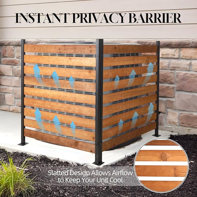Kryonix 42" H x 38" W No Dig Privacy Fence,2 Panels Pine Wood Outdoor Privacy Screen for Pool Equipment Enclosure,Patio Fence, Air Conditioner Fence,Trash Can Fence