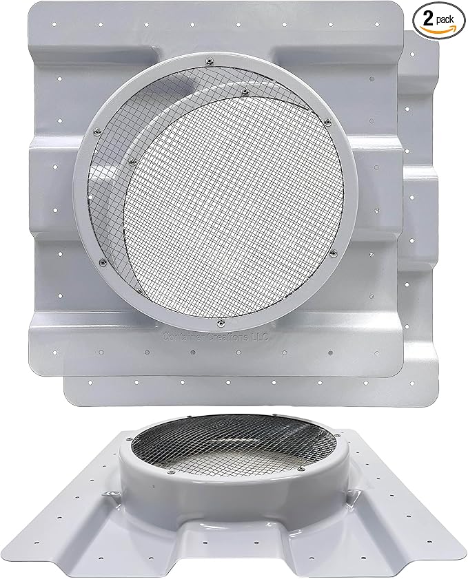 AdaptAIR Roof Turbine Vent (2 Pack) 12 inch Roof Vent Adapter - Designed for Conex Container, Shipping Container House, Fits Whirlybird Roof Vent and Solar Roof Vent Fan by Container Creations