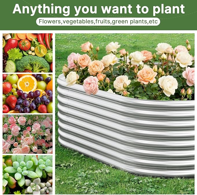 4 PCS 4x2ft Galvanized Raised Garden Bed Outdoor, Metal Garden Bed for Vegetables, Above Ground Garden Box for Flower, Steel Raised Beds for Gardening