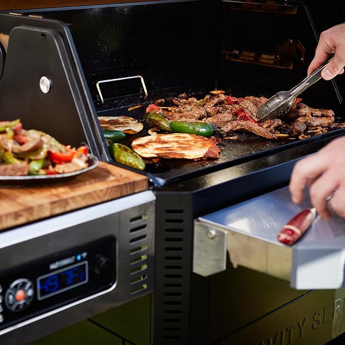 Masterbuilt® Gravity Series 1050 Digital Charcoal Grill and Smoker Pre-Seasoned Steel Flat-Top Griddle Accessory Insert with 435 Cooking Square Inches in Black, Model MB20181622