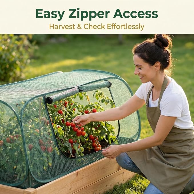 1Pack Raised Garden Bed Covers, Pop Up Mesh Plant & Vegetable Cover,30% Sunblock Plant Shade Tent, Outdoor Planter Protection, Sun & Insect Guard