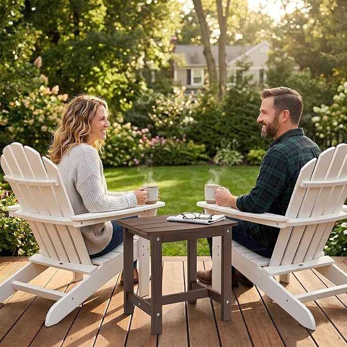 Y&M Outdoor Side Table, HIPS Adirondack Small Single Table, Waterproof Square Outside Table, Balcony Modern End Tables for Patio, Pool, Beach, Porch, Deck, Indoor or Outdoor Use, Coffee