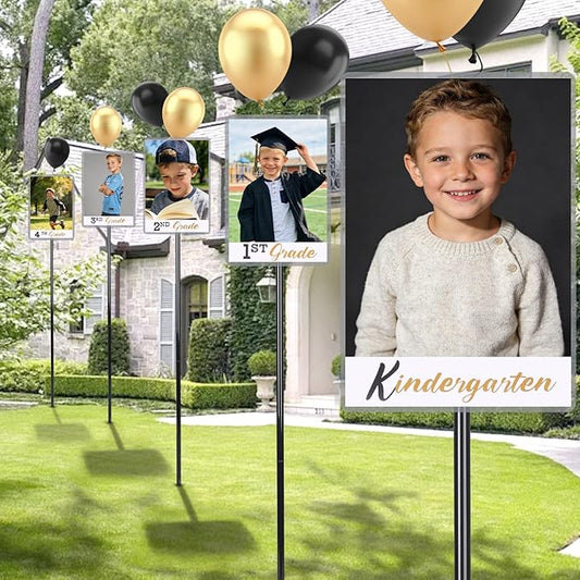 2026 Graduation Decorations– K–12 Photo Display Yard Signs with Stakes, Senior School Year Picture Timeline Lawn Decorations, Supports Photos up to 8×10, Class of 2026 Graduation Gifts Party Decor