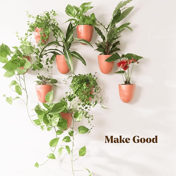 Make Good PlantPod Luxe - Self-Watering Wall Planters (Set of 6, Terracotta) - Easy to Water and Install - Lightweight - Design Your Own Vertical Garden - Wall Planters for Indoor Plants