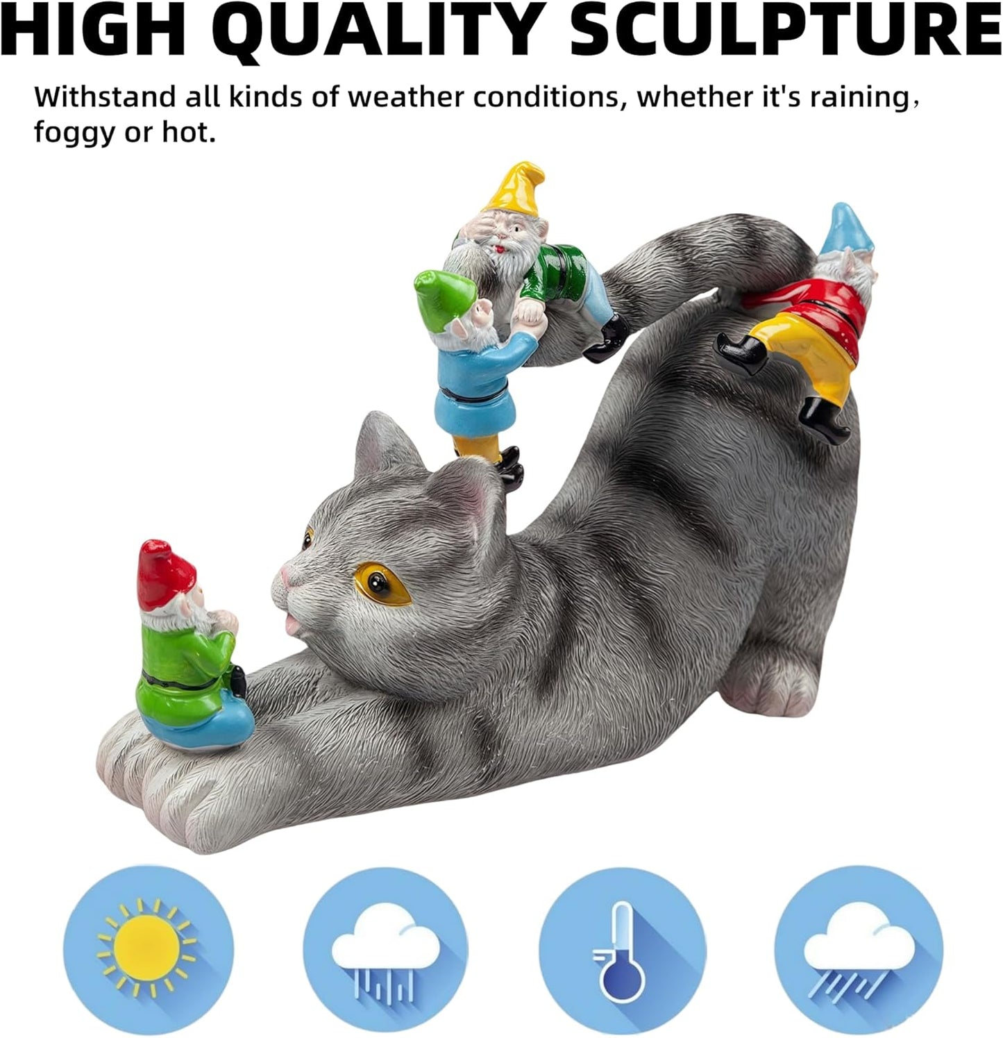 Cat Gnomes Garden Statues,Cat Sculpture Decorations Outdoor Lawn & Yard Figurine,for Women Mother Kids,Cat Lover Gifts,Patio, Balcony, Yard, Lawn Ornament