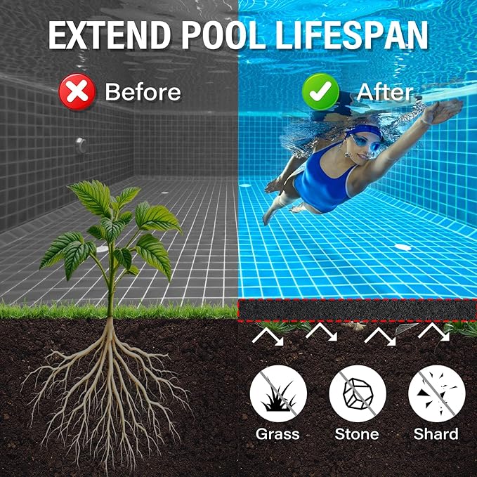 18FT Pool Liner Pad 350G/M² Thicker,Seamless Above Ground Pool Liner, Thicker Durable Geotextile Material, Pre-Cut Heavy Duty Round Pool Liner Pad, Puncture Protection,Extend Liner Life(Black)