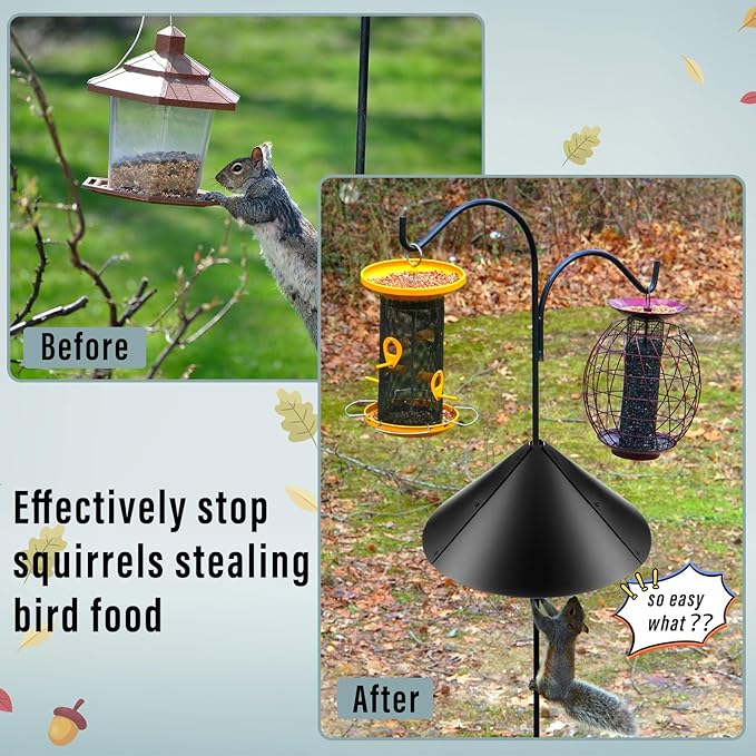Domensi 4 Sets 18 Inches Squirrel Baffle for Bird Feeder Pole, Outside Pole Mount House Guard Bird Feeder Baffle for Shepherd's Hook, Preventing from Squirrels, Raccoons(Black)