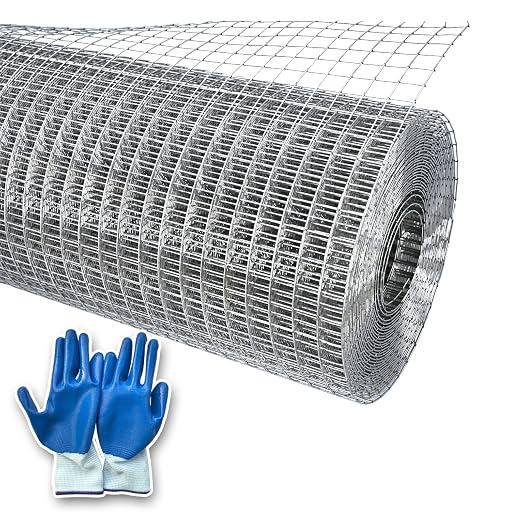 304 Stainless Steel Hardware Cloth Wire Mesh Roll, 1/4 inch 23 Gauge Welded Fence for Garden Protection, Chicken Coop, Squirrel Barrier, Animal Enclosure, DIY Projects (24in×98ft)