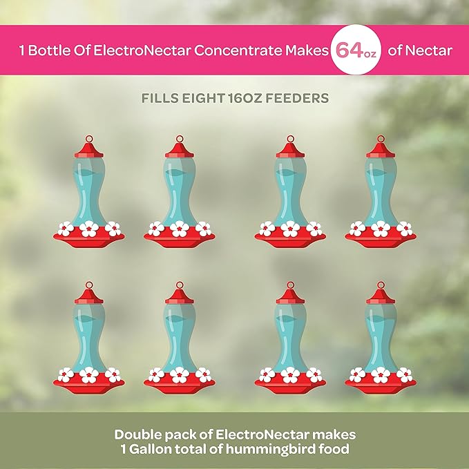 Kaytee Hummingbird ElectroNectar Wild Bird Food,16 oz Concentrate,Makes 128 oz of ElectroNectar,(Pack of 4)