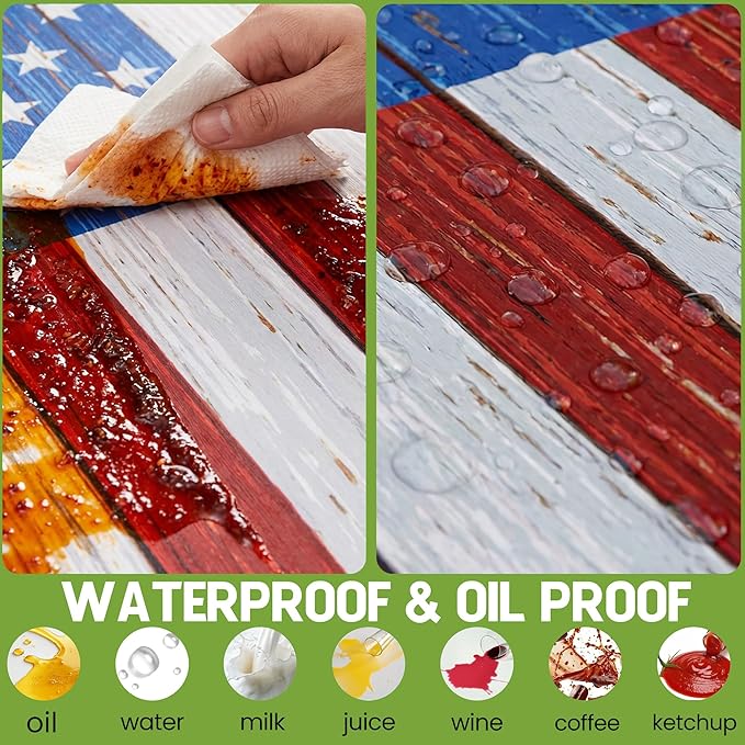 Picnic Table Cover with Bench Covers Waterproof Rectangle Tablecloth Camping Essentials Supplies Rv Travel Gear Must Haves Accessories Fitted Table Cloth Outdoor Road Trip Camper Gifts American Flag