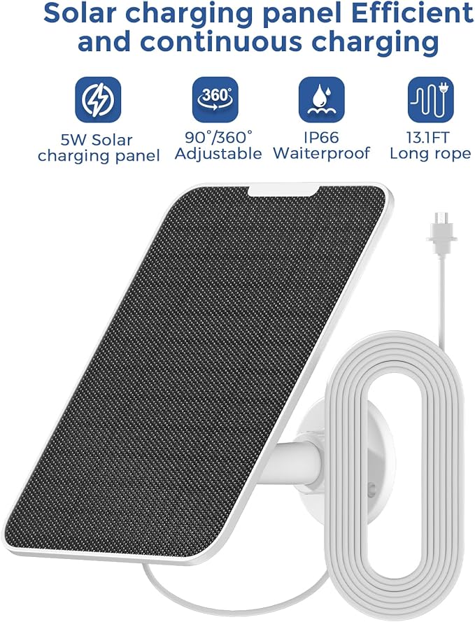 Solar Panel Compatible with SimpliSafe Outdoor Camera Series 2 Wireless, 5W Solar Panel with 13.1ft Charging Cable for Outdoor Battery Powered Security Camera with Wall Mount（Not Include Camera）
