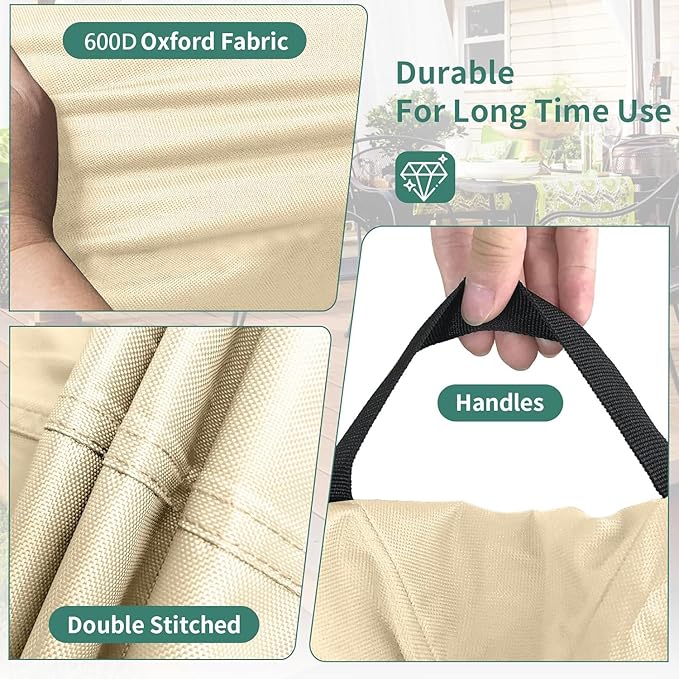 Picnic Table Cover Waterproof 70/72 Inch 600D Oxford Outdoor Table Cover with Bench Covers for Winter DustProof Heavy Duty (Beige, 6FT-70/72inch)