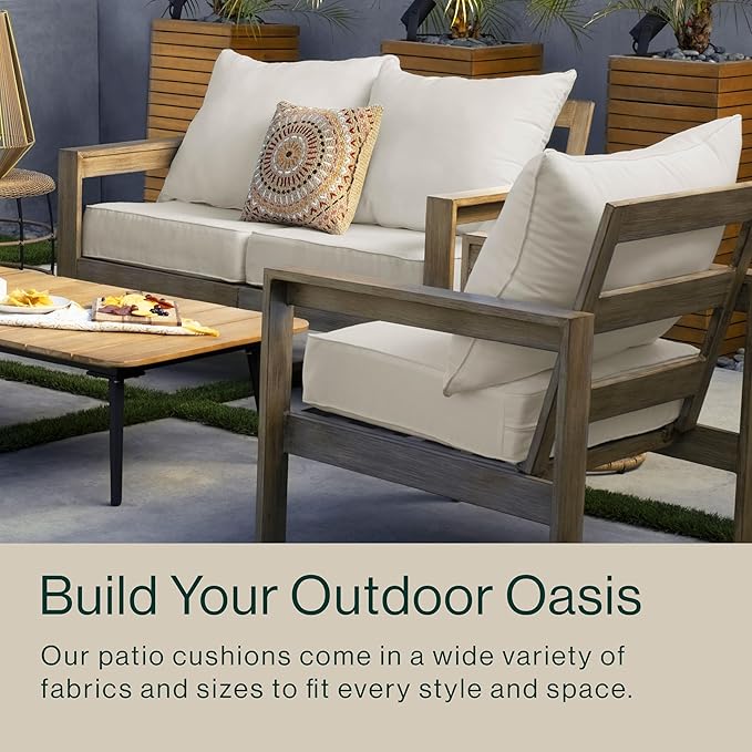 Honeycomb Outdoor Heritage Deep Seat, 24 x 23, Cabana Stripe Green & Cream Chair Cushion with Removable Cover, for Patio Furniture
