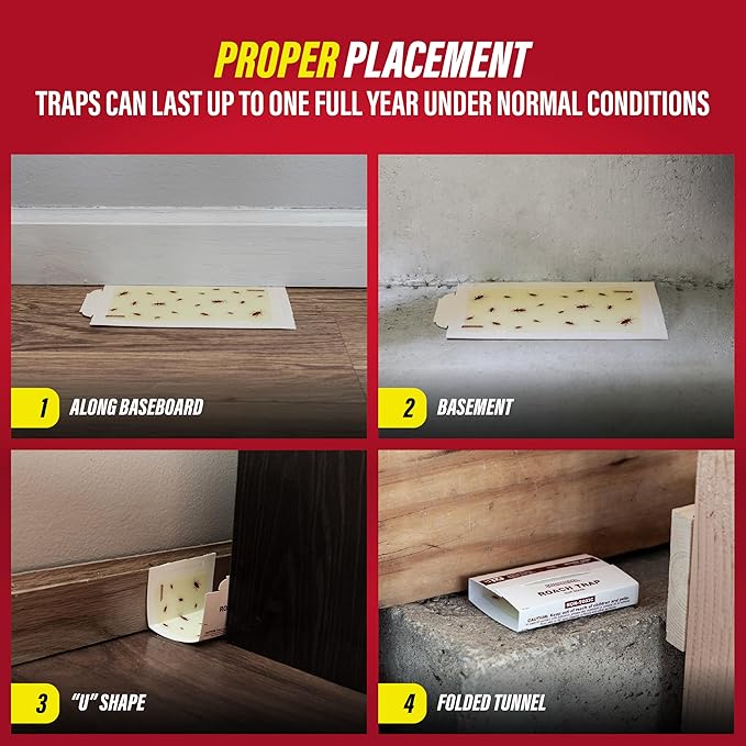 Catchmaster Roach Trap Glue Boards 10-Pk, Adhesive Bug Catcher, Scorpion, Spider, Cricket, & Cockroach Traps for Home, Bulk Glue Traps for House & Garage, Pest Control for Home