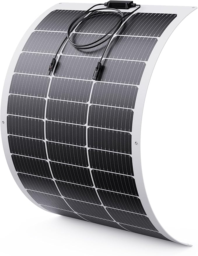 100W Ultra-Thin Flexible Solar Panel 12V, 11BB 23% High-Efficiency ETFE Monocrystalline Panel, 240° Bendable Design for Curved Surfaces, Travel Trailer, RV, Marine, Camping