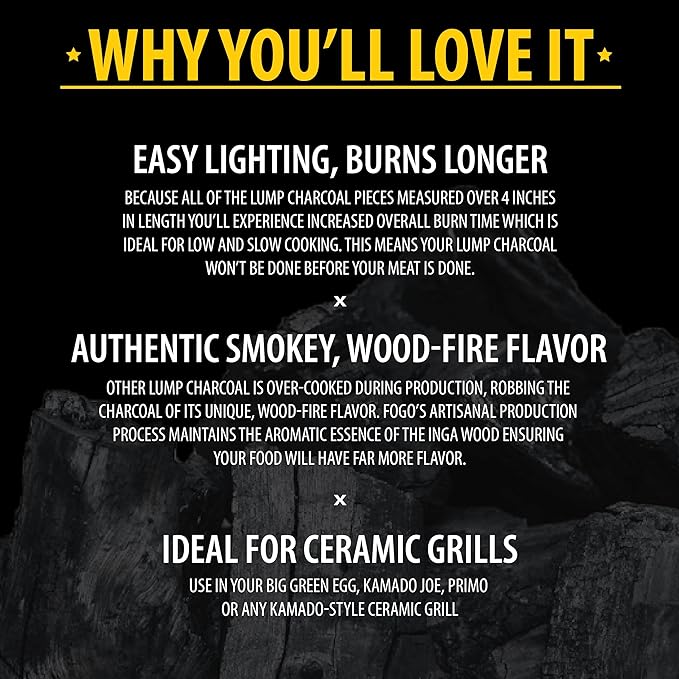 FOGO Premium Hardwood Natural Large Sized Lump Charcoal 17.6 Pound Bag, Fogostarters Natural Fire Starters and Blazaball Bundle