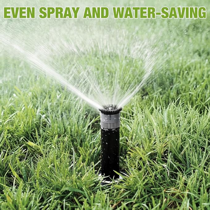 10 Pack Compatible with 1800 Series Pop up Sprinkler Heads 4 Inch Underground Spray Head, 0-360° Adjustable, Spray Radius 9-20 ft Irrigation Sprinkler for Lawn, Yard, Planter Bed, Garden