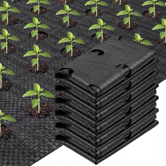 156 x 6.5 ft Garden Weed Barrier Landscape Fabric with Precut Planting Holes, Heavy Duty Weed Barrier Permeability Gardening Ground Cover Mat for Outdoor Greenhouse Planting, Vegetable Beds