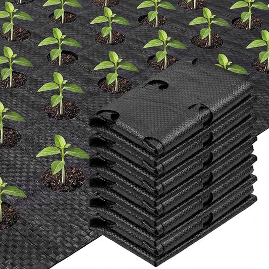 156 x 6.5 ft Garden Weed Barrier Landscape Fabric with Precut Planting Holes, Heavy Duty Weed Barrier Permeability Gardening Ground Cover Mat for Outdoor Greenhouse Planting, Vegetable Beds