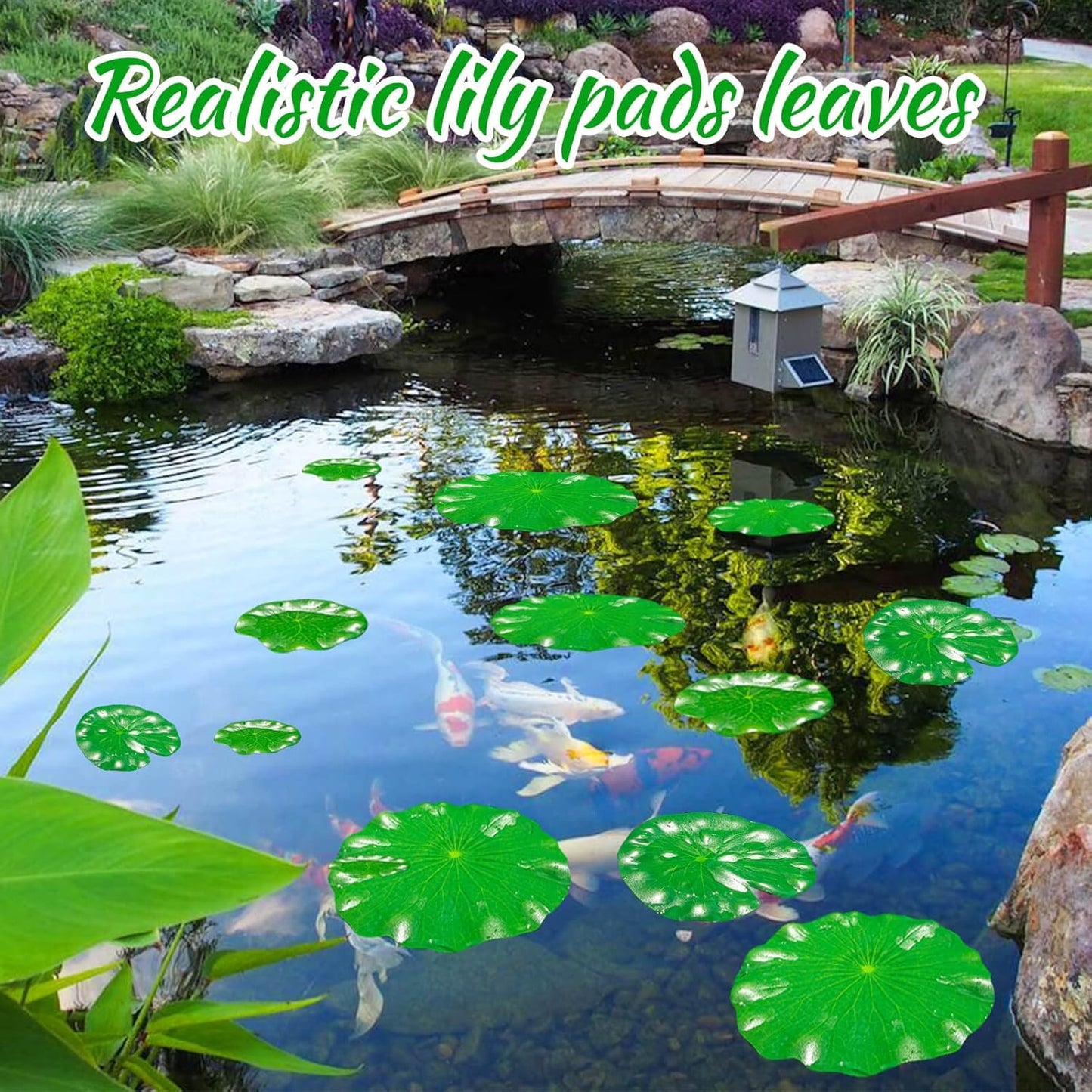 ZAUGONTW 20 Pcs Artificial Lily Pads for Ponds, Realistic Floating Lily Pads Leaves, Lotus Leaves Water Lilies Pad Artificial Foliage Pond Decor for Koi Fish Pool Patio Aquarium