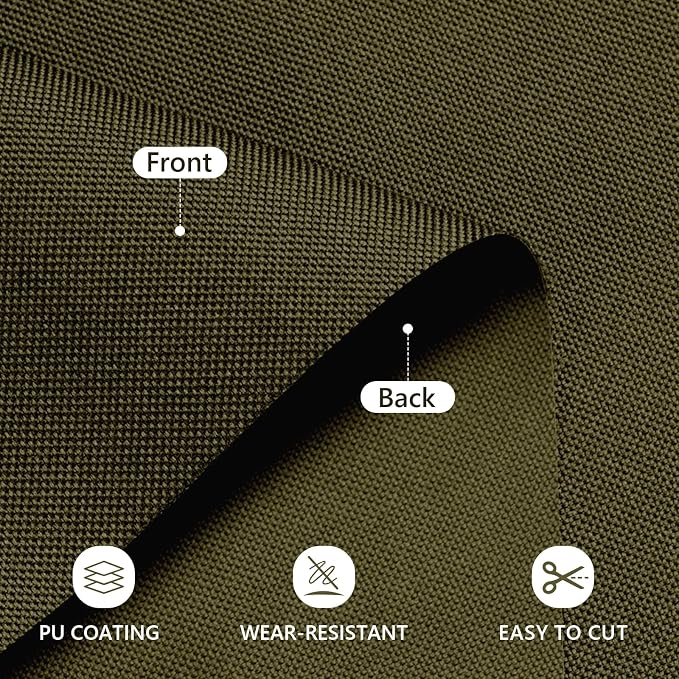 Waterproof Canvas Fabric by The Yard 58inch 600D Upholstery Material Polyester Fabric Outdoor Water Resistant Fabric for Sewing Chair Patio Cushion Purse Bag Interior, 12 Yard Army Green