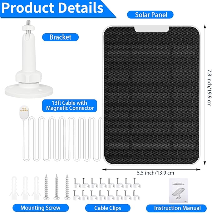 Solar Panel for Google Nest Camera Outdoor Battery Version,4W IP66 Waterproof Solar Power Charger with 13ft Cable,360° Adjustable Mount for Nest Cam Indoor/Outdoor Security Camera (Nest-2 Pack)