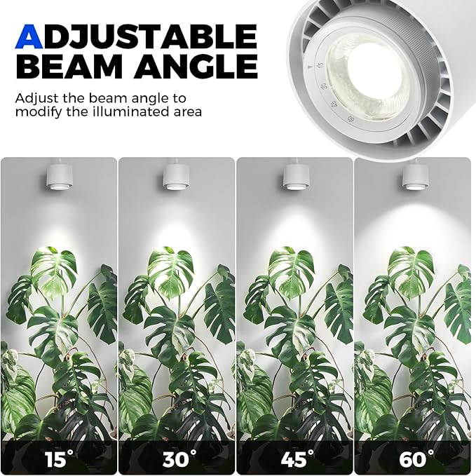 Barrina TR40 Hanging Plant Lights for Indoor Growing, 40W 5000K Full Spectrum, Adjustable Beam Angle (15°-60°), High PPFD, Spotlight Grow Light with Timer for Indoor, Large Tall Plant, Flowers, White