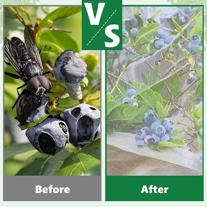 OZMI 4 Pack Bird Netting for Garden Protection with Zipper & Drawstring, 2.3FT x 3.4FT Reusable Mosquito Net Plant Netting Cover for Fruit Tree Blueberry Bush Shrubs Vegetables Tomato