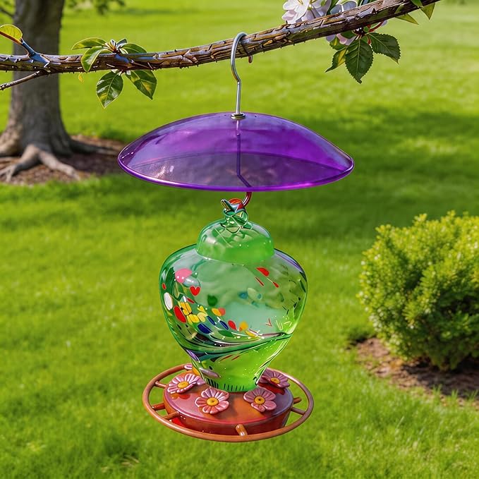 Small Rain Cover for Bird Feeder - 2PC x 8" Mini Hanging Weather Guard Protective Dome Against Rain/Snow/Sun - Purple Translucent Plastic - Dia. 20CM