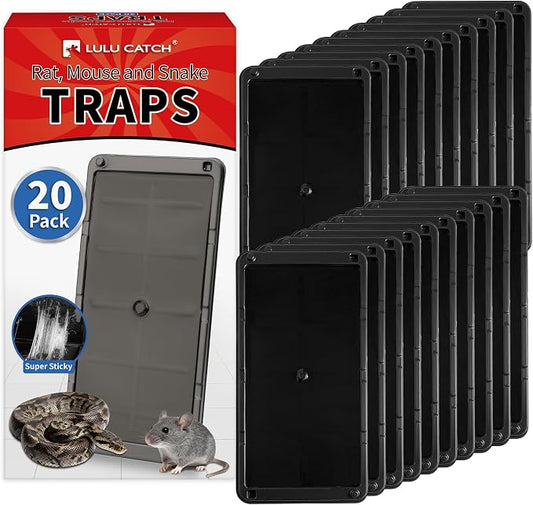 LULUCATCH Mouse Traps 20 Pack, Larger Heavier Glue Traps for Mice, Rat & Snakes, Non-Toxic Sticky Mouse Traps Indoor for Home & Kitchen, Easy to Set