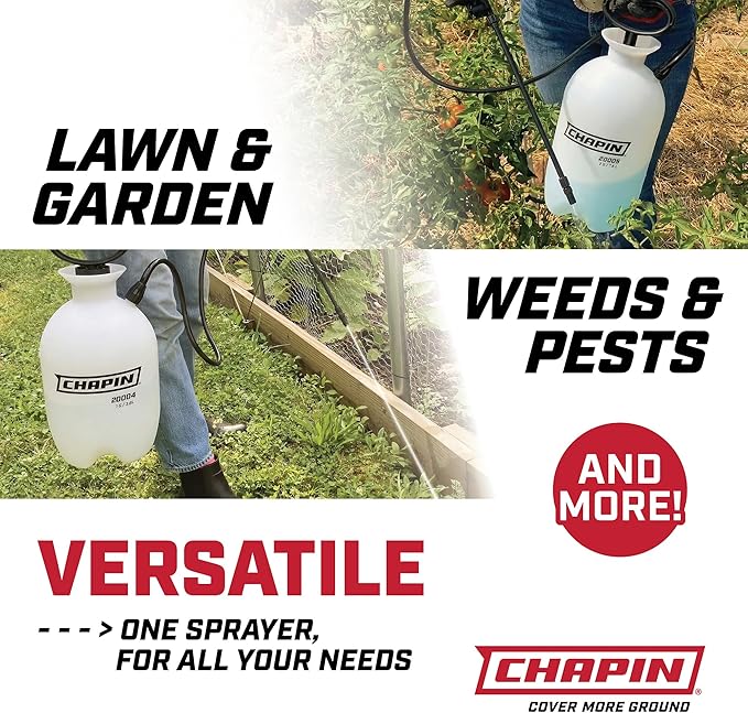 Chapin 22000 Pump Sprayer, 1-Gallon Translucent Tank with an Easy Fill Funnel-Top Opening, Adjustable Cone Nozzle & 34" Long Reach Hose, Used for Fertilizer, Pesticides, Weeds & Pests 2 Pack