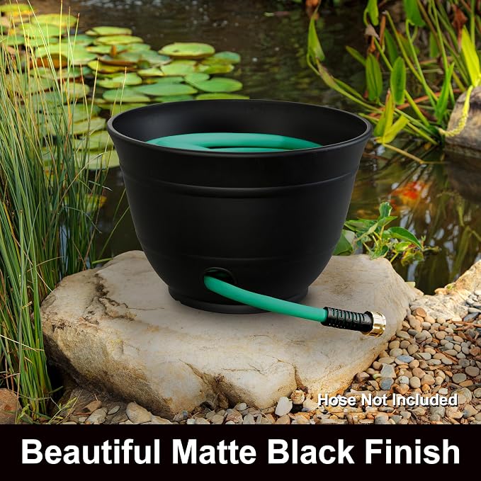 Liberty Garden 1924-N Matte Black High Density Resin 100' Garden Hose Pot