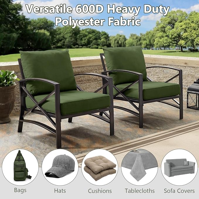 Waterproof Canvas Fabric by The Yard, 58inch 600D Upholstery Fabric Polyester Material Outdoor Water Resistant Material for Sewing Chair Patio Cushion Bag Sofa Seat Repair, 6 Yard Green