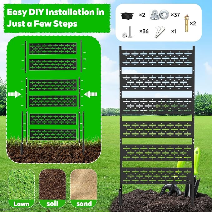 72" H x 38" W Air Conditioner Fence Screen,Outdoor Privacy Screen Panels,Trash Can Privacy Screen for Outside Patio Backyard,Balcony, Pool