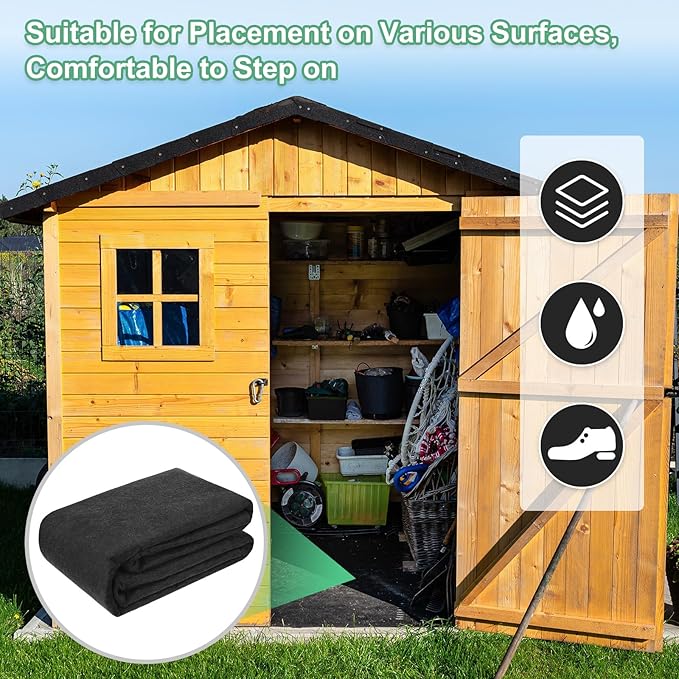 M METERXITY Outdoor Storage Shed Mat, 8.2x9 FT Waterproof Small Shed Flooring Mat for Patio Furniture Floor Protecting from Wear/Liquid/Dust/Oil, Non-Slip Carport Pad [Grey]