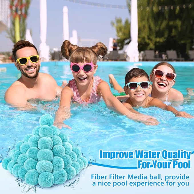 MJZ Pool Filter Balls for Sand Filter, 3.1 Lbs Reusable Sand Filter Balls for Swimming Pools, Efficient Eco-Friendly Polysphere Pool Filtration Balls, Pool Filter Balls Media for Sand Pump(Cyan)