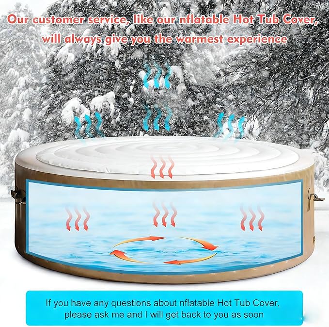 Inflatable Hot Tub Cover Round Replacement All Saluspa Intex Spa Covers Insert One Size Fits All Insulated Thermal Energy Saving Hot Tub Lid Replacement Used for Rain-Proof Snow-Proof （with Handle）