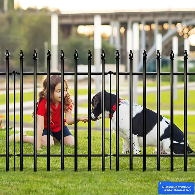 Thealyn Metal Decorative Garden Fence 36" H x 28" W (5 Panels, Total Length 11.6 feet), Metal Border Folding Fence, Landscape Fencing Dog Fence Pet Fence for Flower Bed, Yard, Animal Barrier