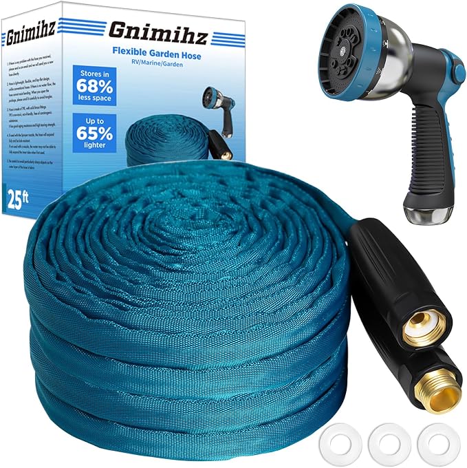 Garden Hose 25 ft, Made of TPE (BetterThan PVC/Hybrid Polymer), Lightweight yet Durable Water Hose with Ergonomic Grip, Drinking Water Safe Material, All-Weather, 3/4" GHT Fittings