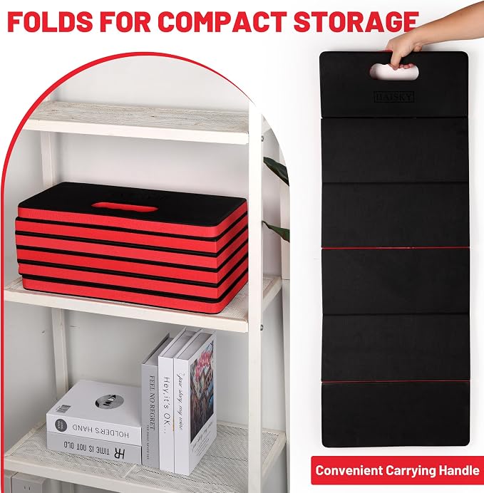 Foldable Mechanic Mat Kneeling Pad, 1.2" Extra Thick Density EVA Foam Portable 5-Fold Kneeling Mat, 47" x 18" for Working under Car, Gardening, Yardwork, Workshop Repairing, Camping