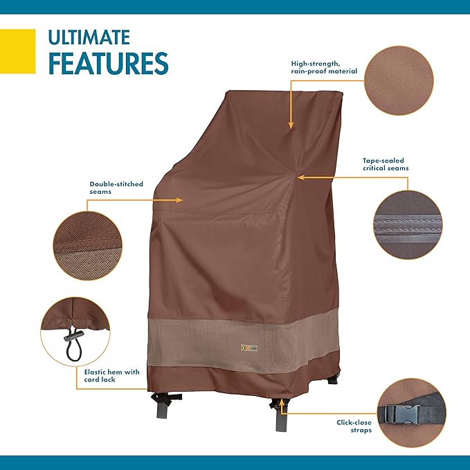 DUCKCOVERS Ultimate Waterproof 28 Inch Stackable Patio Chair Cover, Outdoor Chair Covers
