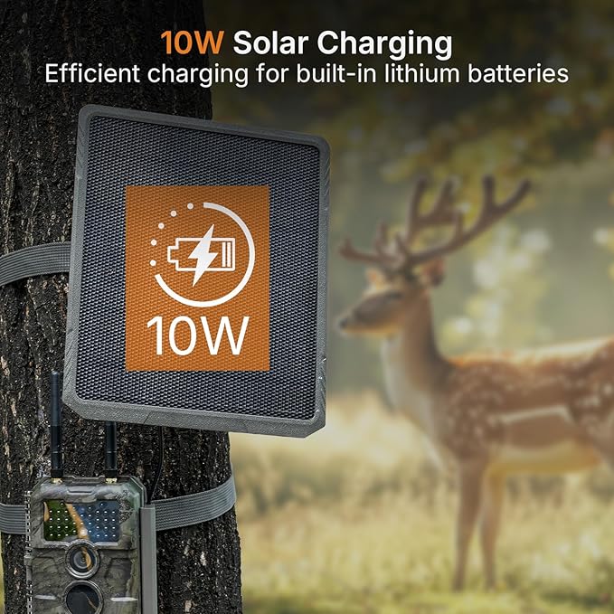 GardePro SP1000 Solar Panel for Trail Cameras, 10W High-Efficiency Solar Charger for E6 2.0 Pro, E8 2.0 Pro, R3 Pro, X60 Pro Max, X66 Pro & More
