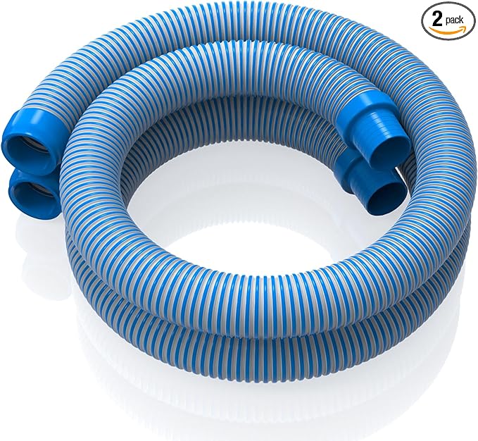 Poolvio Pool Vacuum Hose 2-Pack, Spare & Replacement, 40" Flexible Spiral-Wound Hose with 1.5" Male & Female Cuff Ends, Compatible with Most Inground Pool Automatic Cleaners, Blue