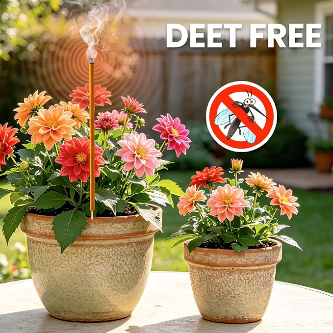 36 Pack Mosquito Incense Sticks for Outdoor Patio Backyard Indoors Camping Travel Yoga, DEET Free Mosquito Repellent Sticks Safe for Kids Pets, Long-Lasting 2-Hour Burn Time,Orange