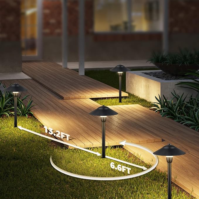SUNVIE Low Voltage Pathway Lights 12-24V 3W Landscape Lighting, 3000K LED Low Voltage Landscape Lights, IP65 Waterproof Aluminum Path and Area Light for Outdoor Yard Garden Walkway, 2 Pack