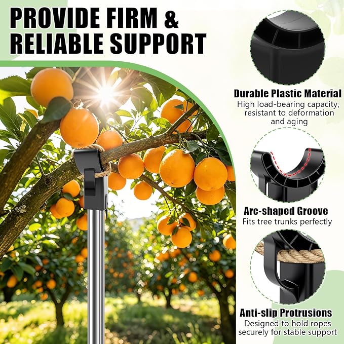 4 Set Stainless Steel Tree Support Pole with Crutch, 18-60.6 Inch Adjustable Tree Branch Support for Fruit Trees Leaning Plant Breakage Prevention